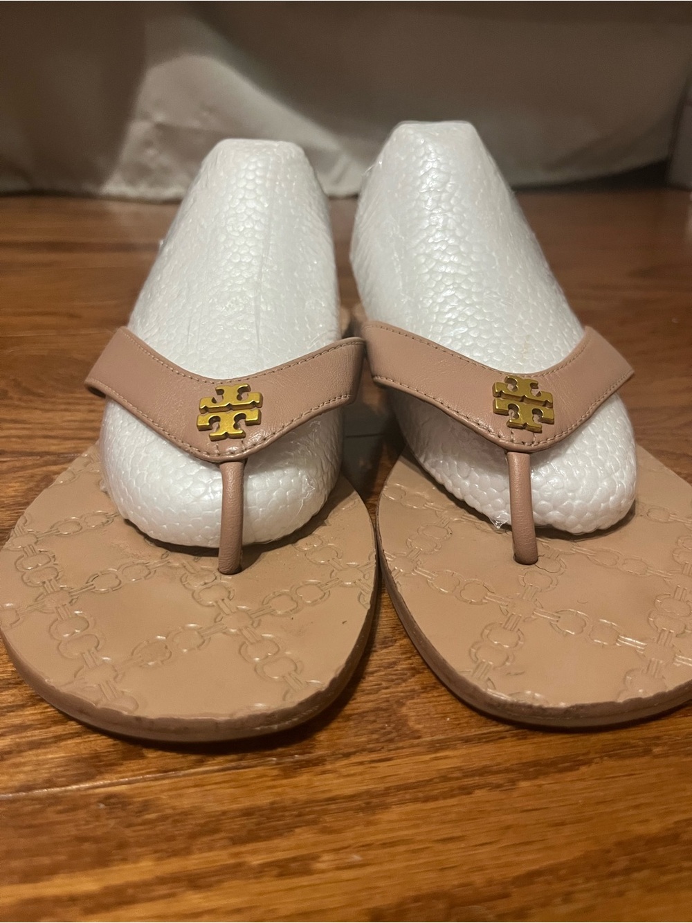 Tory Burch Nude/Tan Miller Logo Thong Sandals